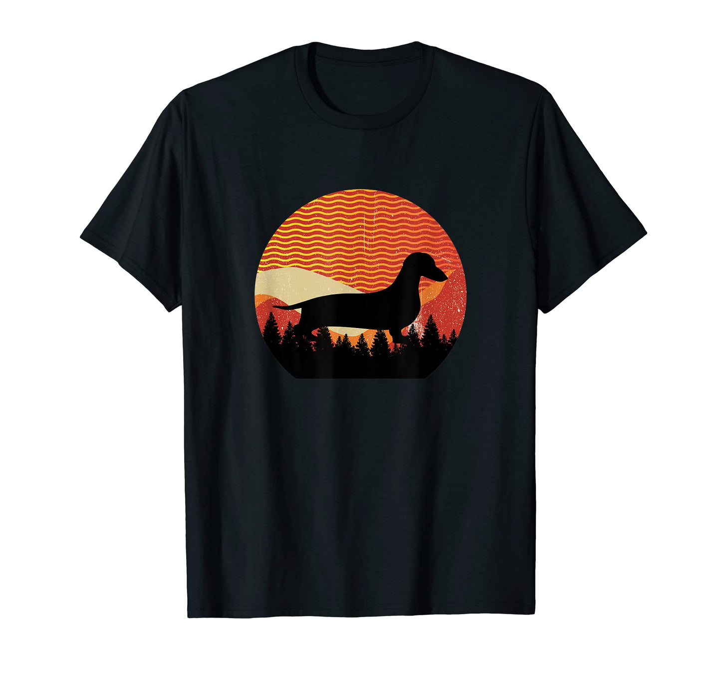 Wavy Sky Forest Dachshund Dog T-Shirt - Unique Graphic Men Women - T-Shirt, Sweatshirt, Hoodie