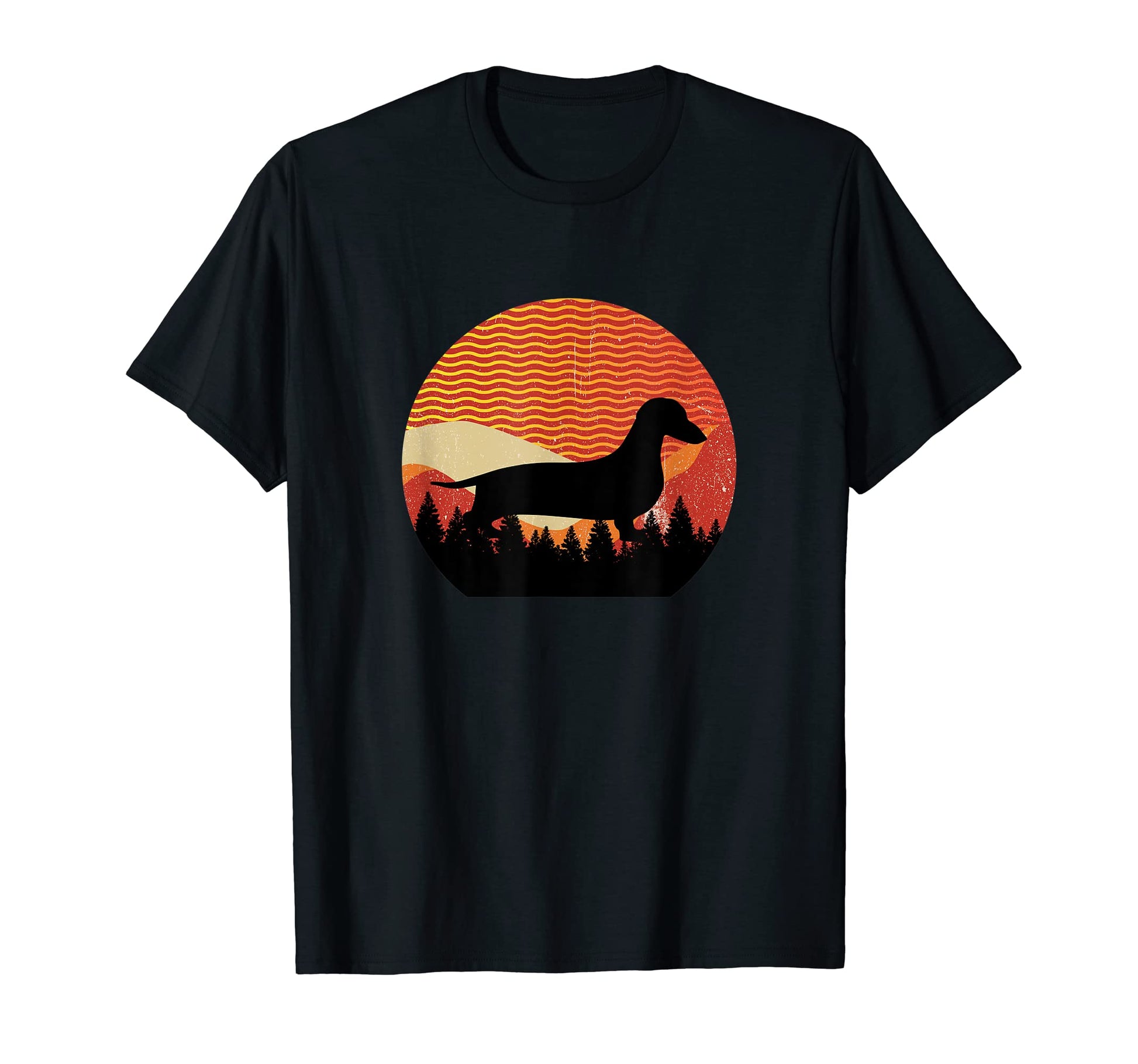 Wavy Sky Forest Dachshund Dog T-Shirt - Unique Graphic Men Women - T-Shirt, Sweatshirt, Hoodie