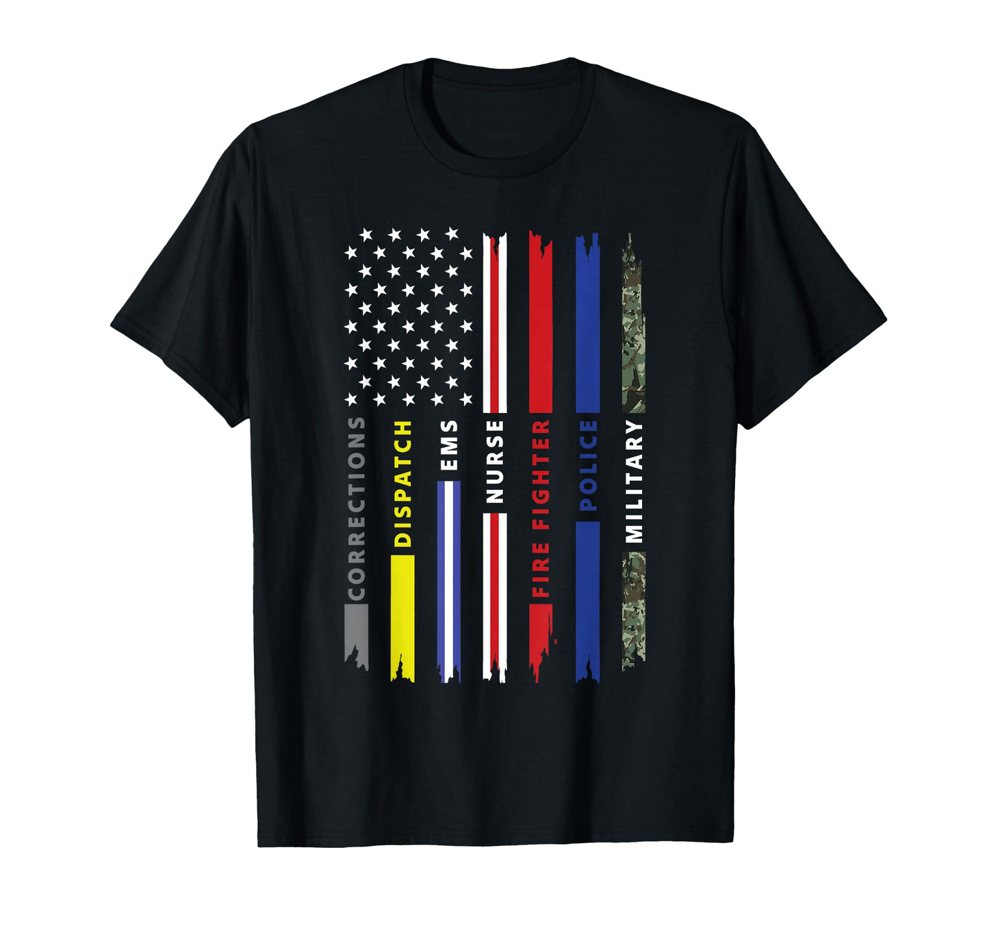 First Responder Hero Flag Nurse Ems Police T-Shirt - Graphic Print Unisex - T-Shirt, Sweatshirt, Hoodie