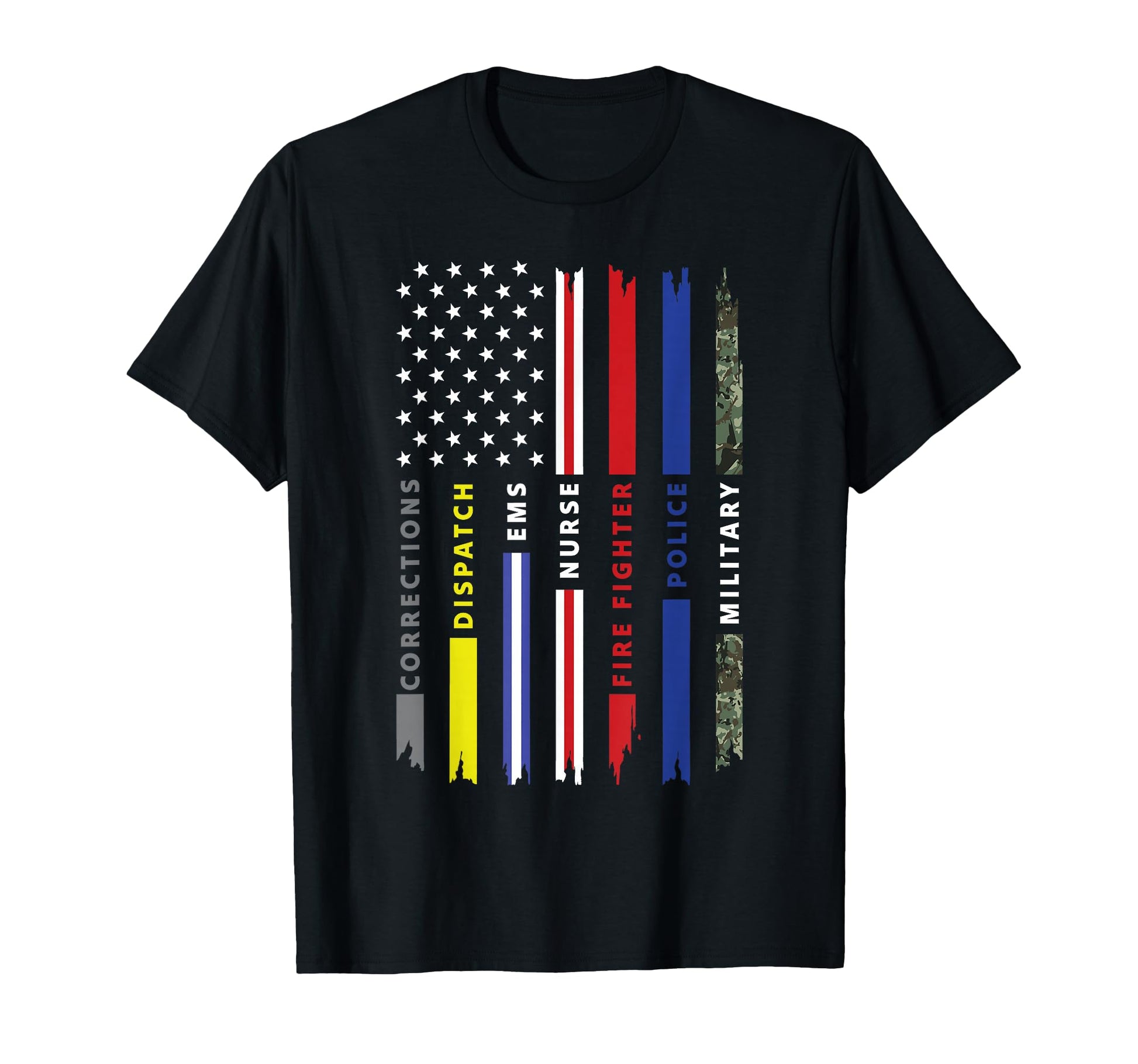 First Responder Hero Flag Nurse Ems Police T-Shirt - Graphic Print Unisex - T-Shirt, Sweatshirt, Hoodie