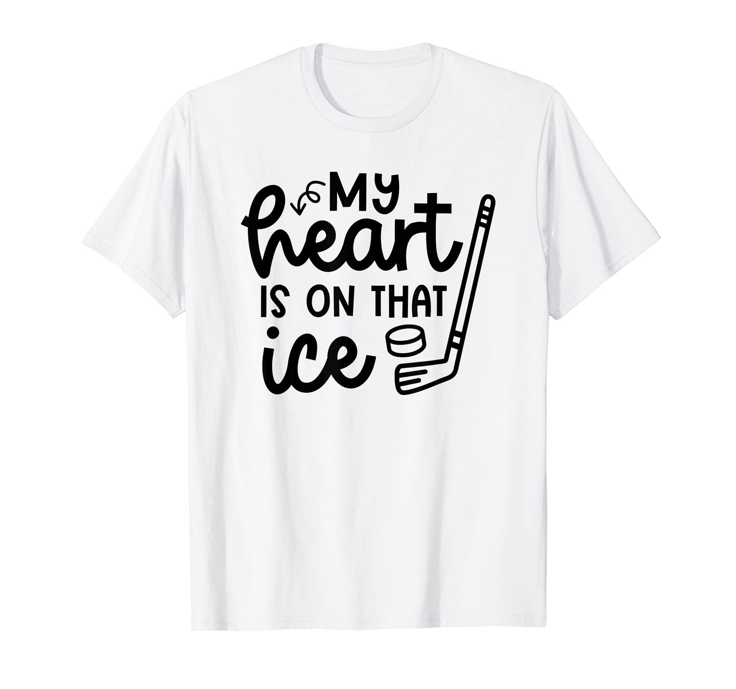 My Heart Is That Ice Hockey Mom Dad T-Shirt - Minimalist Print for Adults - T-Shirt, Sweatshirt, Hoodie