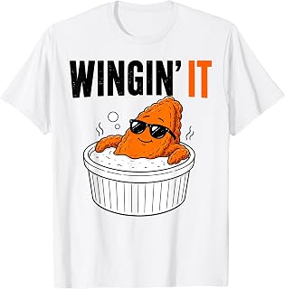 Wingin' It Funny Chicken Wing Ranch Dipping Sauce Design T-Shirt Unisex T-shirt, Sweatshirt, Hoodie, Long Sleeve Tee - T-Shirt, Sweatshirt, Hoodie