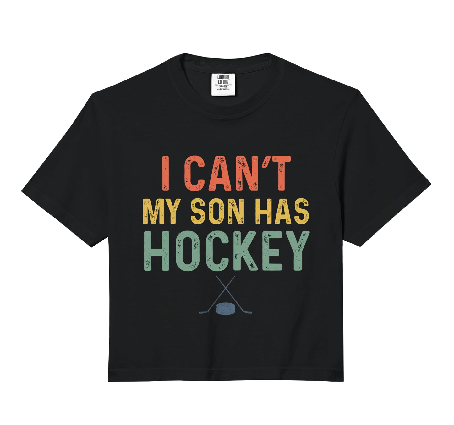 Hockey Mom I Cant My Son Has Hockey Dad T-Shirt - Minimalist Print Unisex - T-Shirt, Sweatshirt, Hoodie