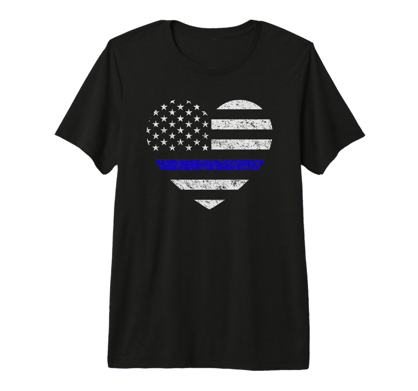 Mens Thin Blue Line American Flag Heart T-Shirt - Streetwear Style Unisex - T-Shirt, Sweatshirt, Hoodie