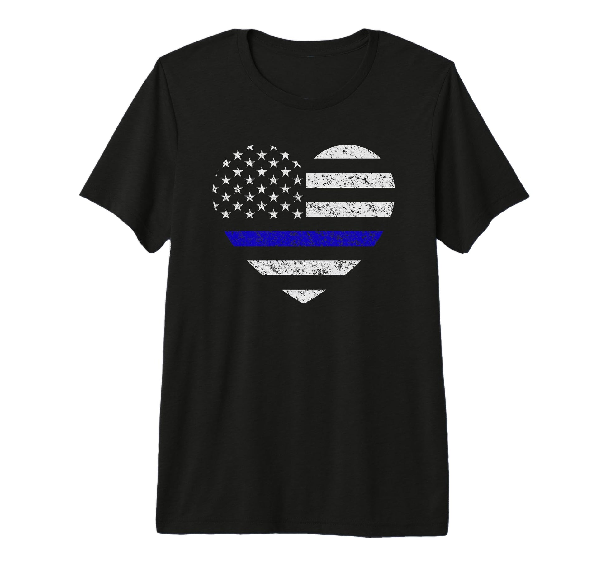 Mens Thin Blue Line American Flag Heart T-Shirt - Streetwear Style Unisex - T-Shirt, Sweatshirt, Hoodie