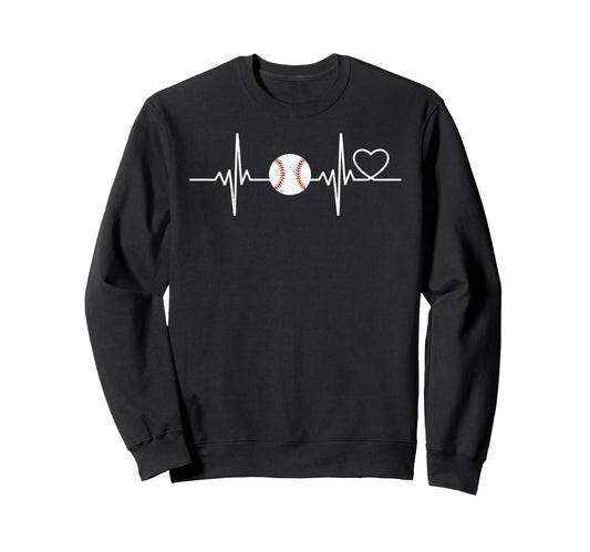 Baseball Ball Heartbeat Player Sweatshirt - Novelty Apparel Men Women - T-Shirt, Sweatshirt, Hoodie