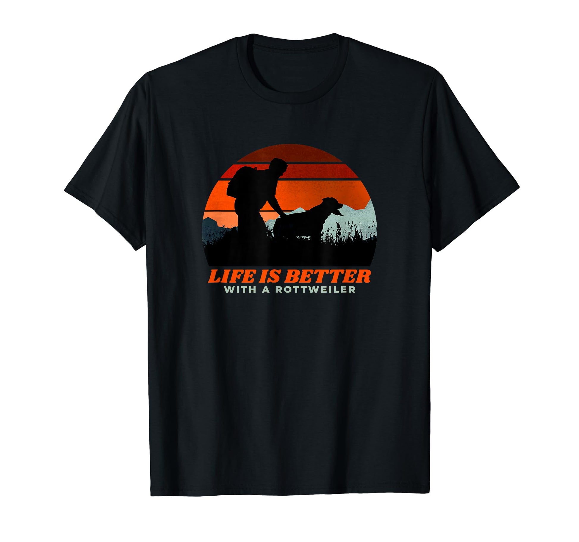 Somewhere My Rottweiler Mens Hiking T-Shirt - Custom Art Print Men Women - T-Shirt, Sweatshirt, Hoodie