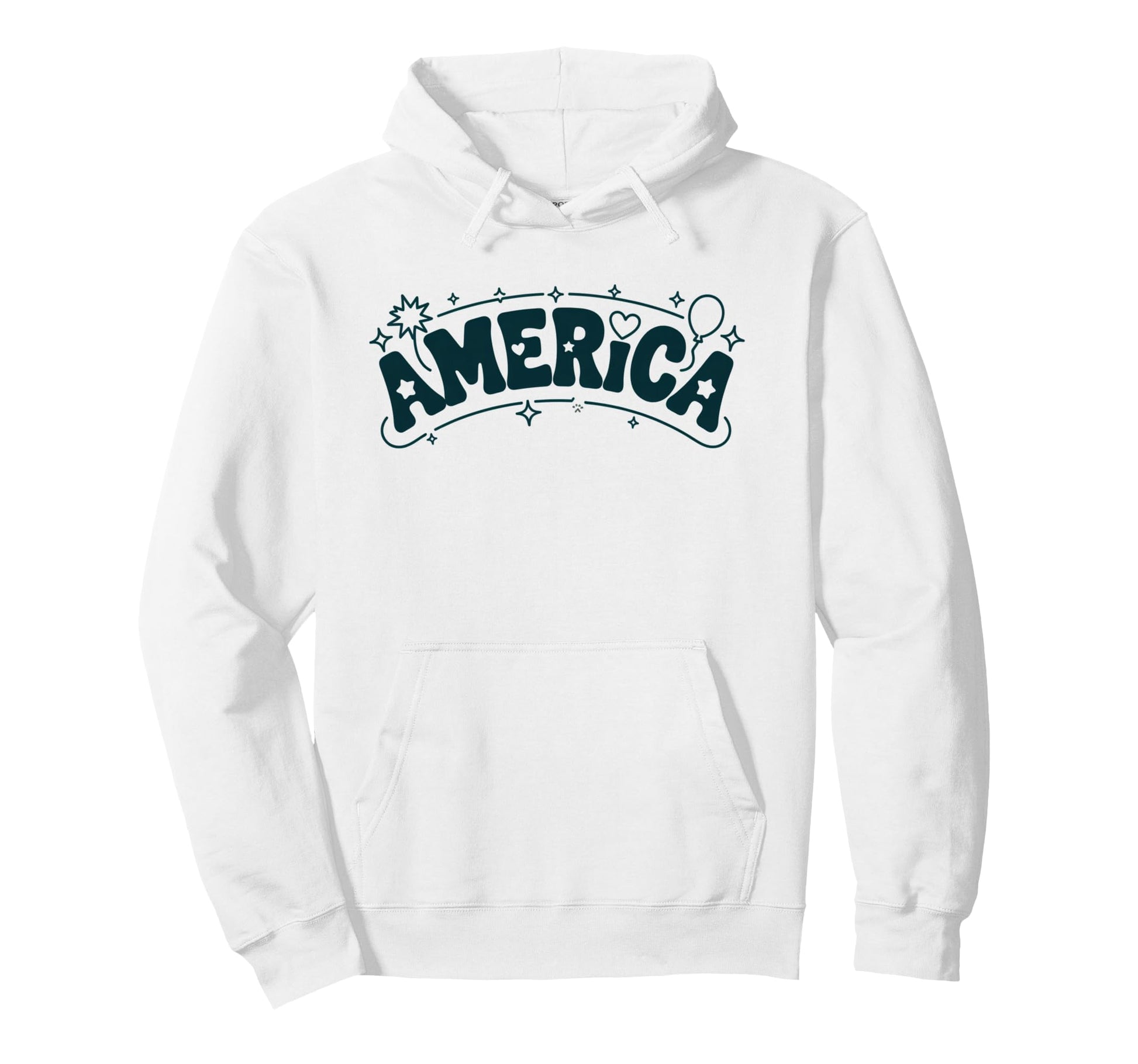 Kawaii Pop Arched America Hoodie - Minimalist Print Unisex - T-Shirt, Sweatshirt, Hoodie