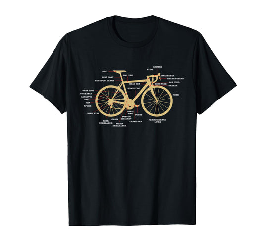 Bicycle Cycling Anatomy Road Bike Parts T-Shirt - Graphic Print Unisex - T-Shirt, Sweatshirt, Hoodie