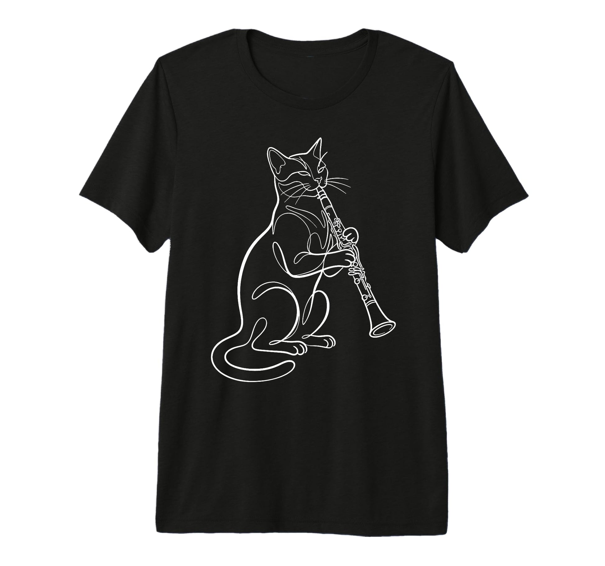 Cat Playing Clarinet Music Funny Musician T-Shirt - Novelty Apparel Unisex - T-Shirt, Sweatshirt, Hoodie