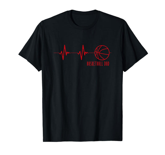 Basketball Dad Heartbeat T-Shirt - Novelty Apparel for Adults - T-Shirt, Sweatshirt, Hoodie