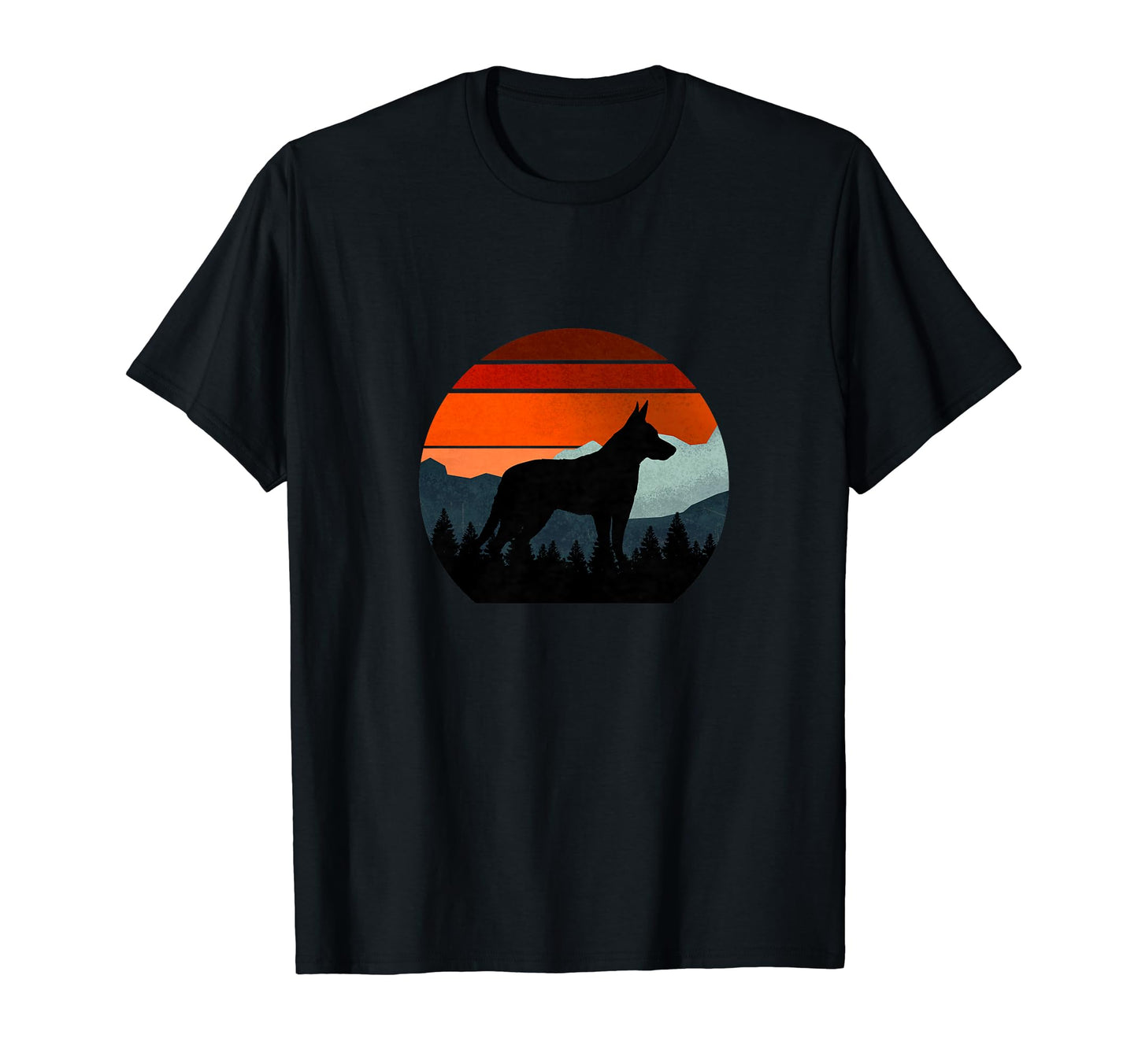Koolie Dog Sunset Mountains Distressed T-Shirt - Graphic Print Unisex - T-Shirt, Sweatshirt, Hoodie