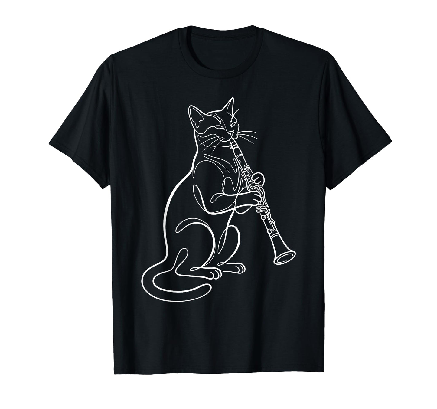 Cat Playing Clarinet Music Funny T-Shirt - Custom Art Print for Adults - T-Shirt, Sweatshirt, Hoodie