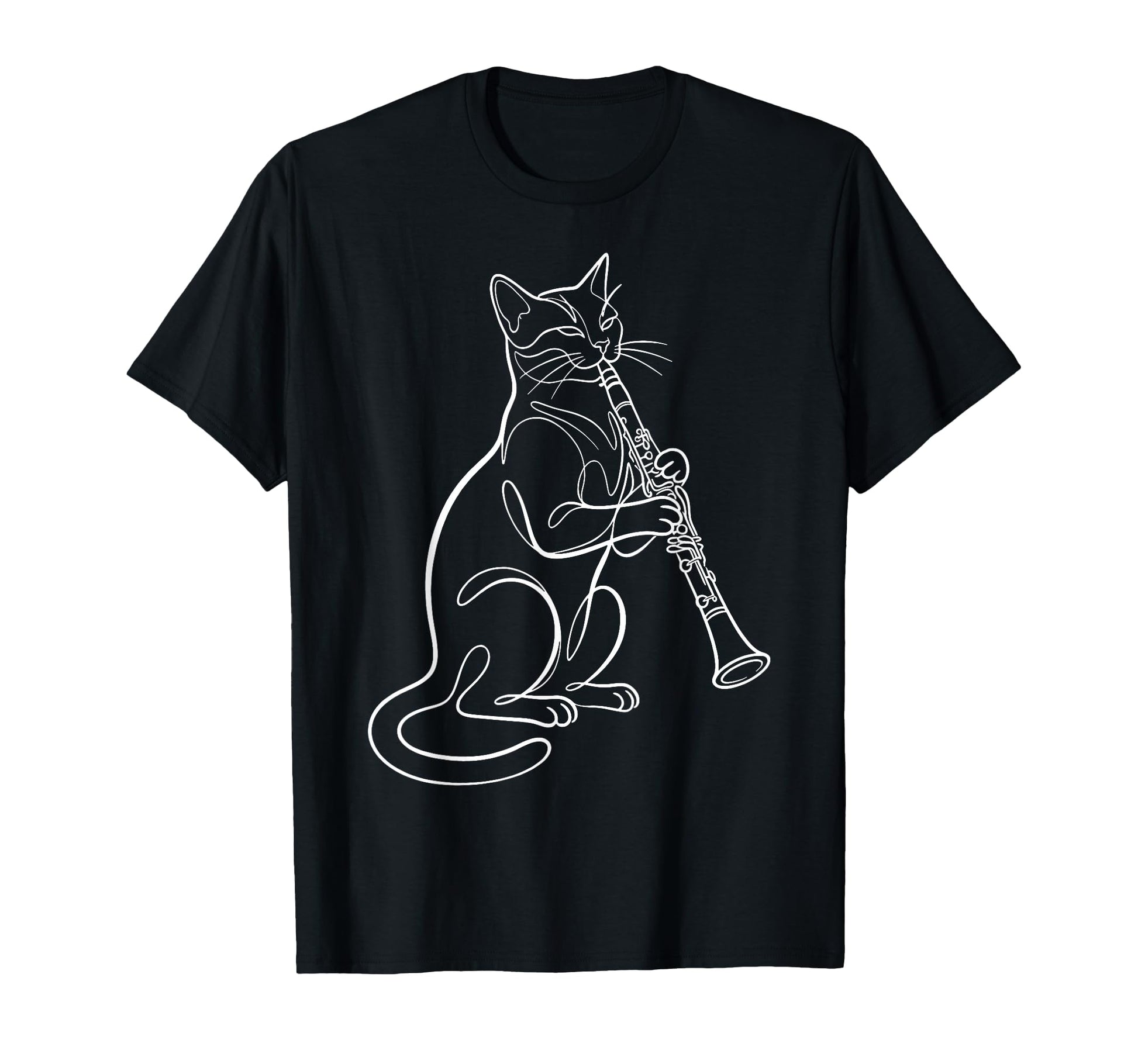 Cat Playing Clarinet Music Funny T-Shirt - Custom Art Print for Adults - T-Shirt, Sweatshirt, Hoodie
