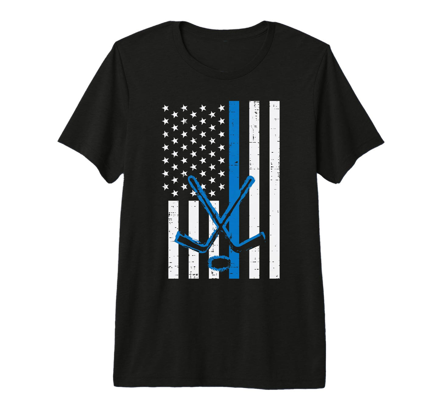 Us Flag Blue Line Ice Hockey Patriotic T-Shirt - Aesthetic Graphic Unisex - T-Shirt, Sweatshirt, Hoodie