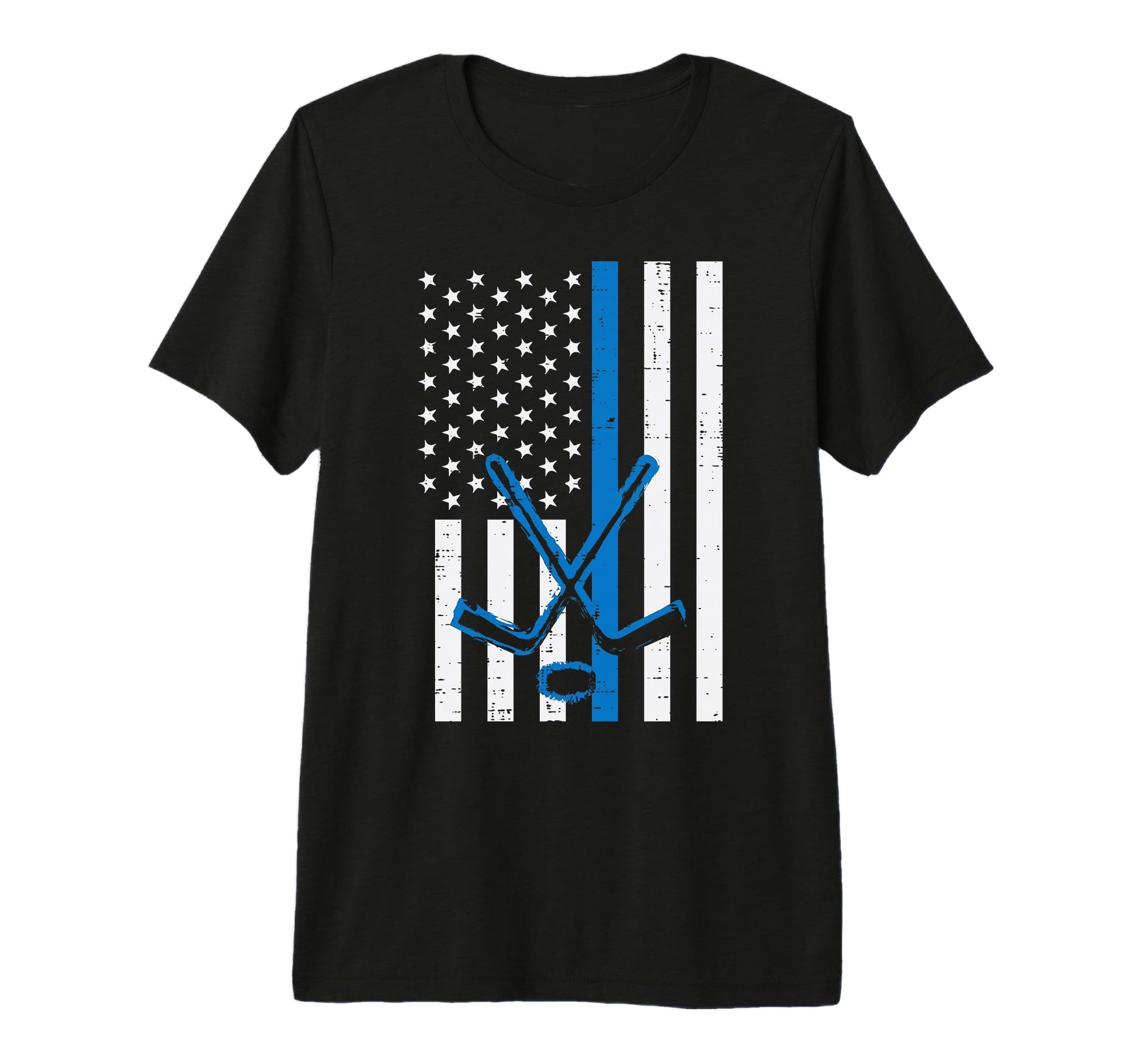 Us Flag Blue Line Ice Hockey Patriotic T-Shirt - Aesthetic Graphic Unisex - T-Shirt, Sweatshirt, Hoodie