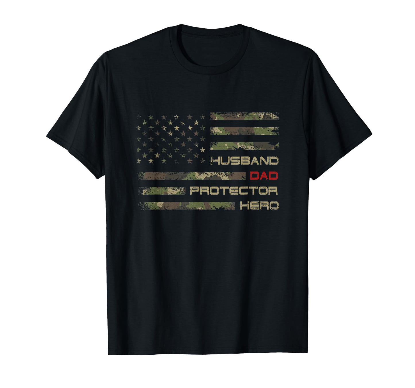 Camouflage American Flag Husband T-Shirt - Aesthetic Graphic for Adults - T-Shirt, Sweatshirt, Hoodie