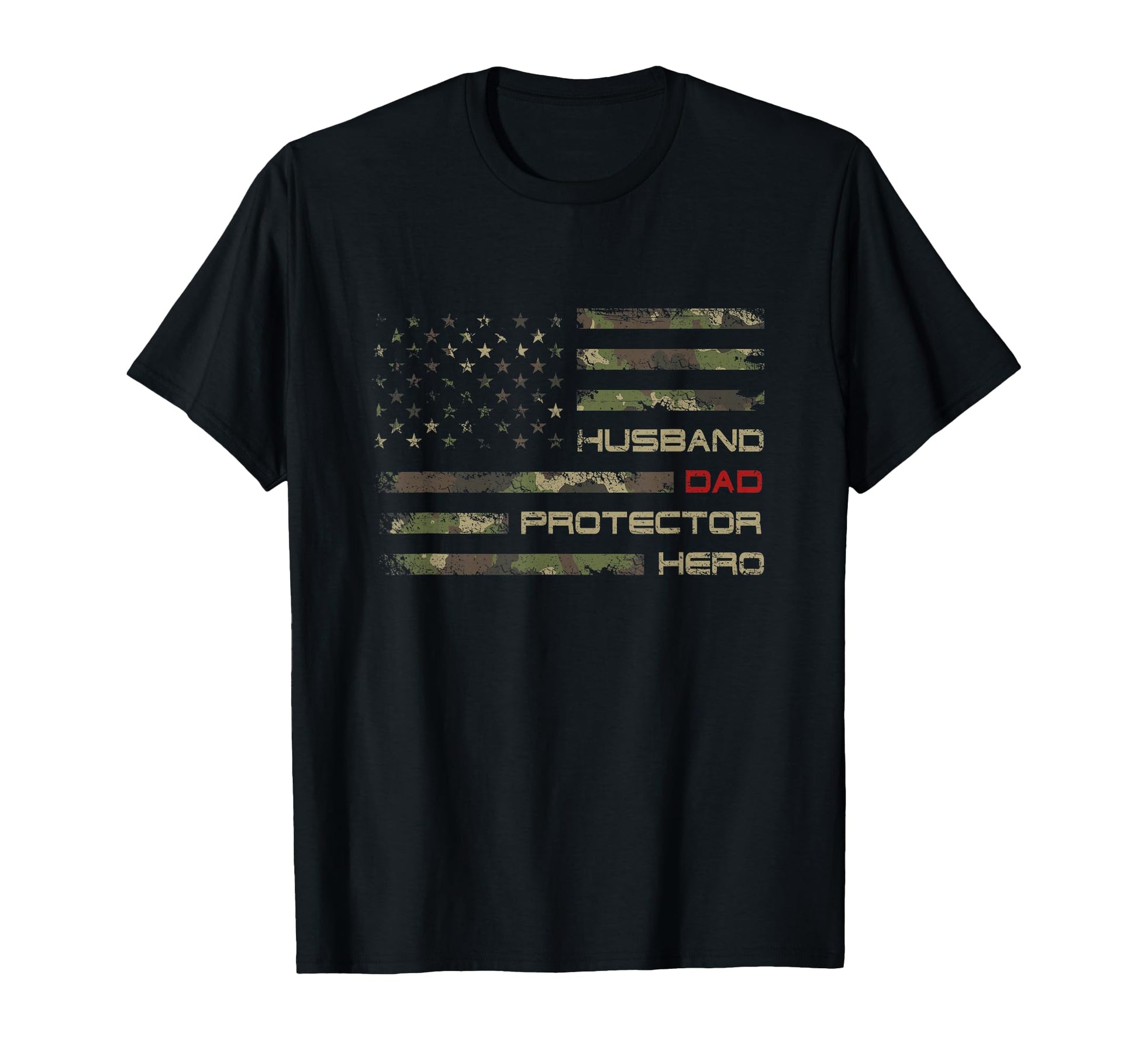 Camouflage American Flag Husband T-Shirt - Aesthetic Graphic for Adults - T-Shirt, Sweatshirt, Hoodie