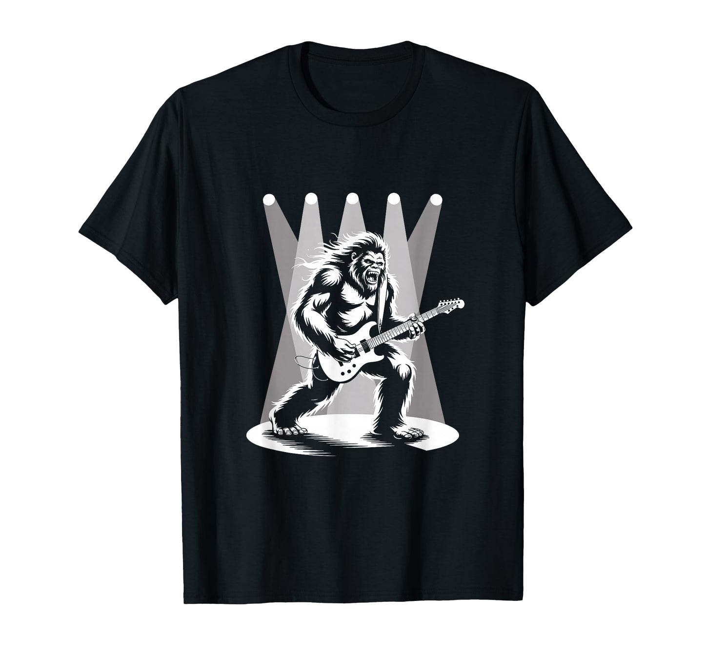 Bigfoot Rock Star Sasquatch Playing Guitar T-Shirt - Unique Graphic Unisex - T-Shirt, Sweatshirt, Hoodie