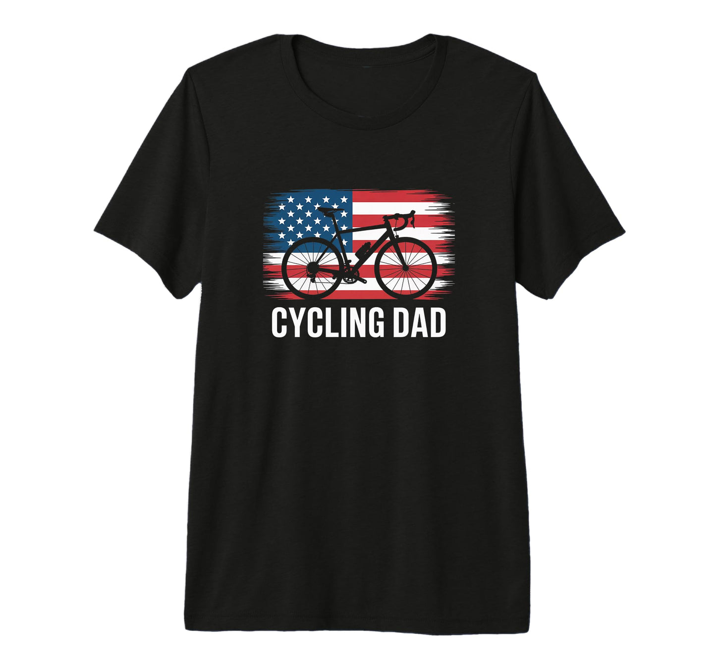 Cycling Dad American Flag Road Bike T-Shirt - Novelty Apparel for Adults - T-Shirt, Sweatshirt, Hoodie
