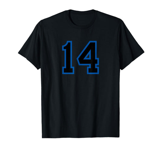 Blue Black Sport Team Number 14 T-Shirt - Unique Graphic Men Women - T-Shirt, Sweatshirt, Hoodie