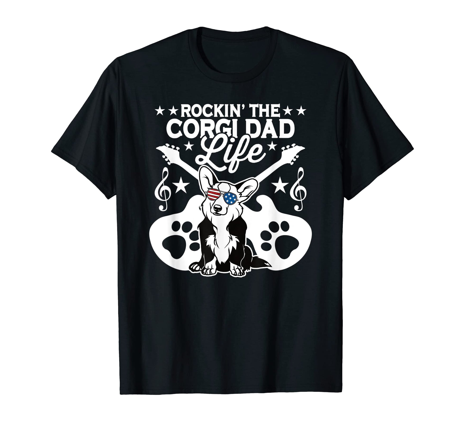Rockin Corgi Dad Life Dog Lover Guitar T-Shirt - Novelty Apparel Men Women - T-Shirt, Sweatshirt, Hoodie