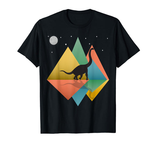 Brontosaurus Dinosaur Mountains Pop T-Shirt - Custom Art Print for Adults - T-Shirt, Sweatshirt, Hoodie
