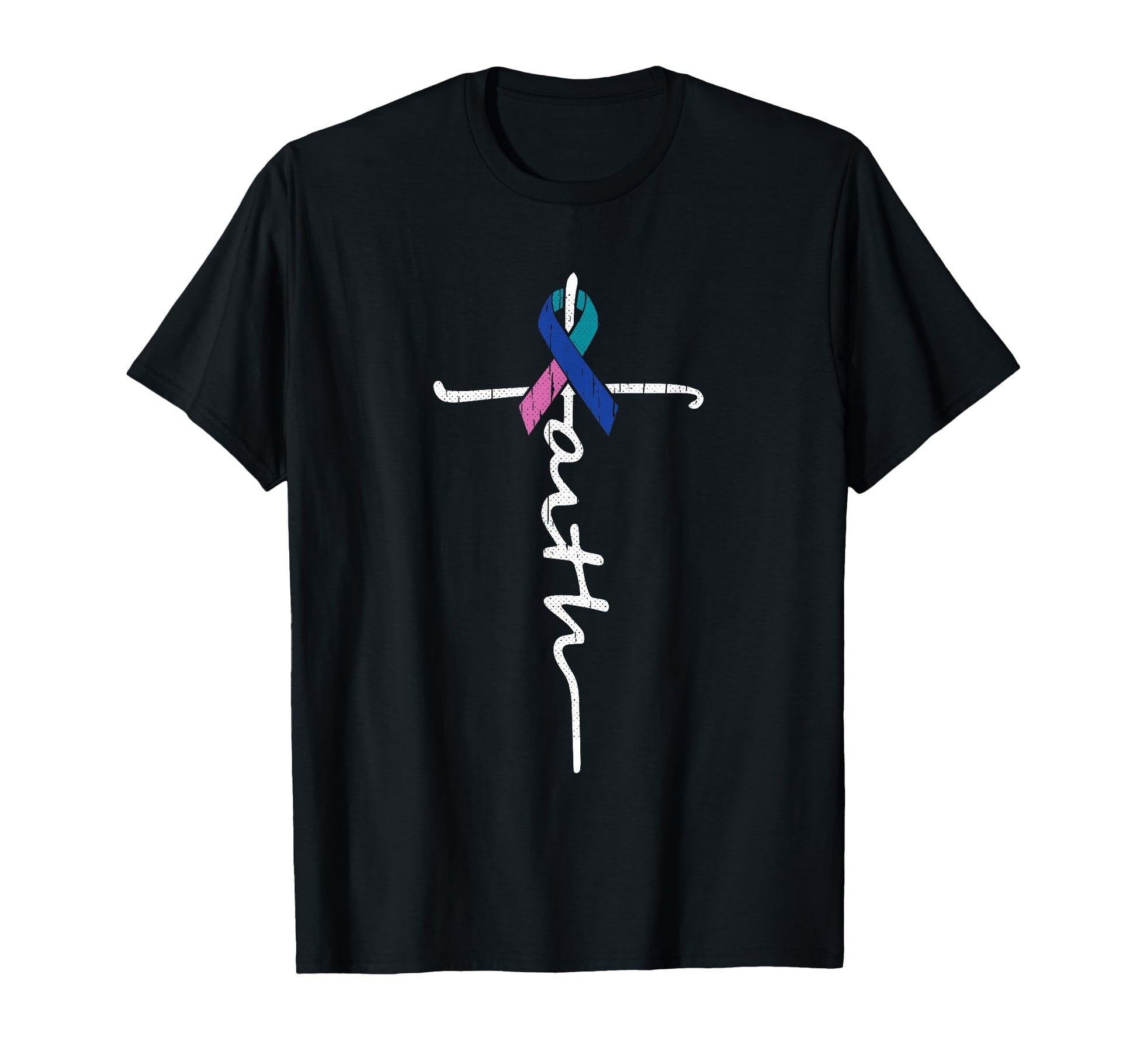 Faith Cross Thyroid Cancer Awareness T-Shirt - Aesthetic Graphic Unisex - T-Shirt, Sweatshirt, Hoodie