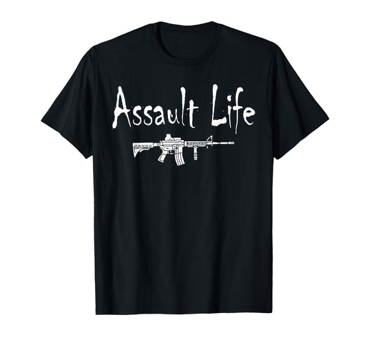 Assault Life Funny Gun Shooting Range T-Shirt - Minimalist Print Men Women - T-Shirt, Sweatshirt, Hoodie