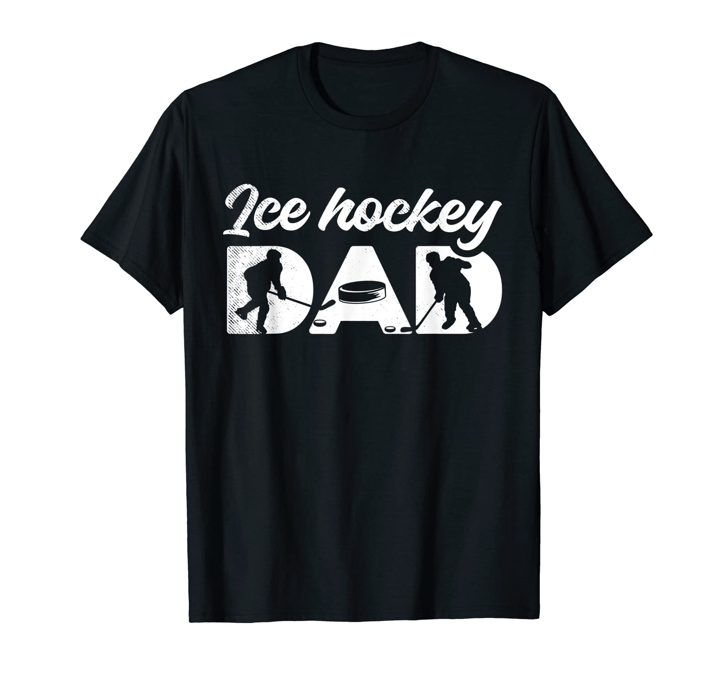 Ice Hockey Dad Silhouette Art T-Shirt - Casual Everyday Wear Men Women - T-Shirt, Sweatshirt, Hoodie