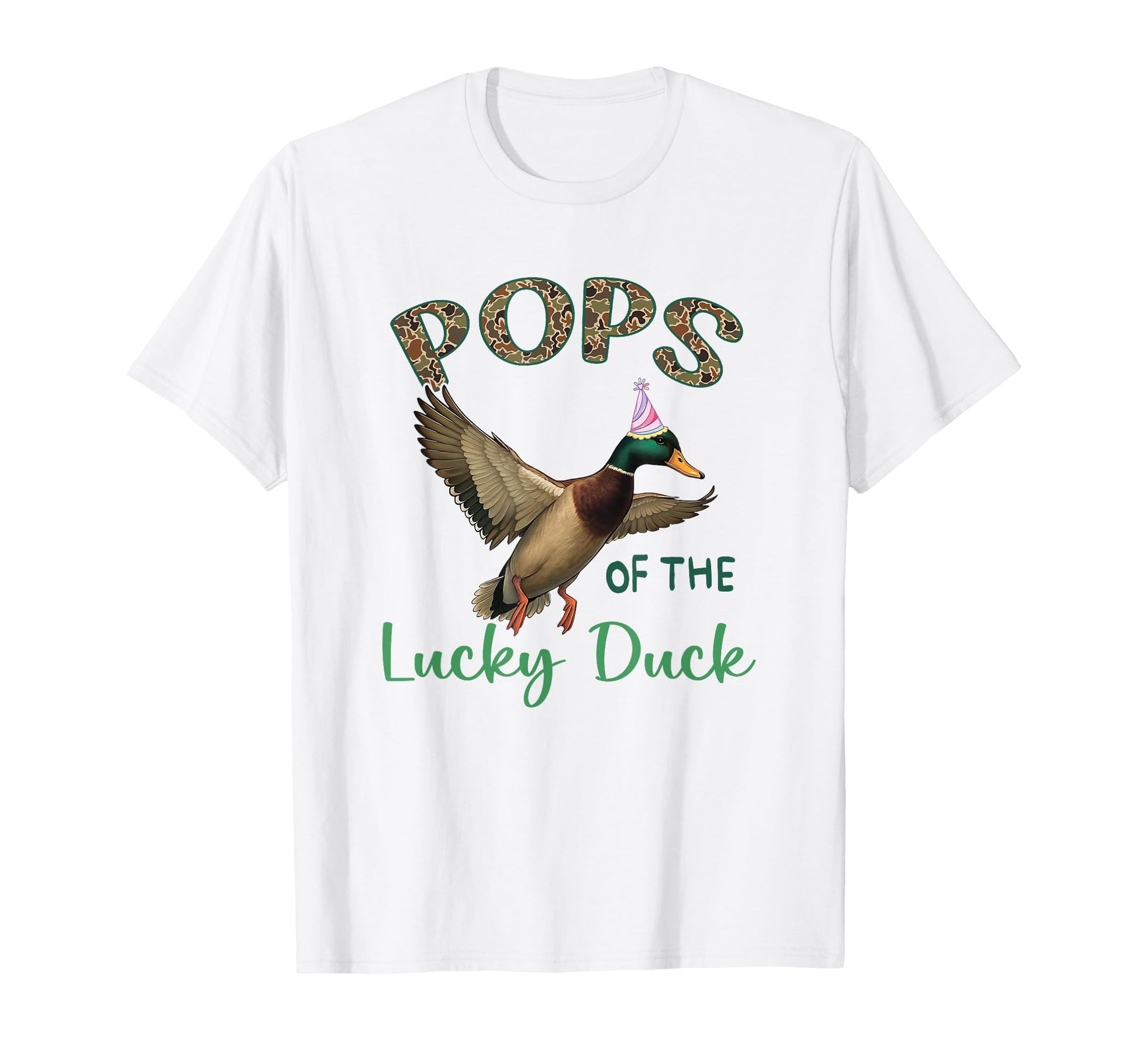 Pops Lucky Bday Duck Hunting 1St Birthday T-Shirt - Graphic Print Unisex - T-Shirt, Sweatshirt, Hoodie