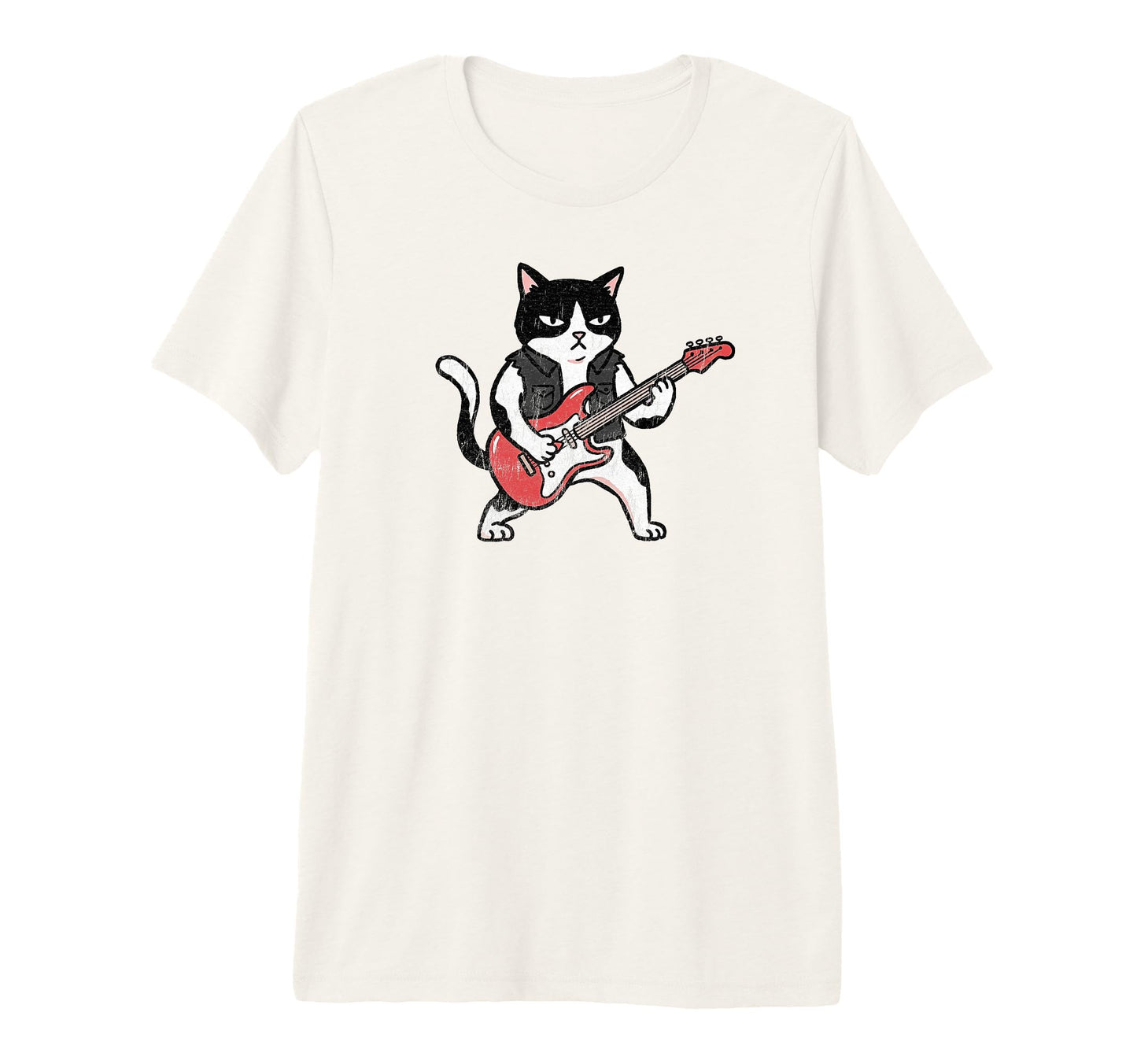 Funny Rock Cat Playing Bass Guitar T-Shirt - Custom Art Print Unisex - T-Shirt, Sweatshirt, Hoodie
