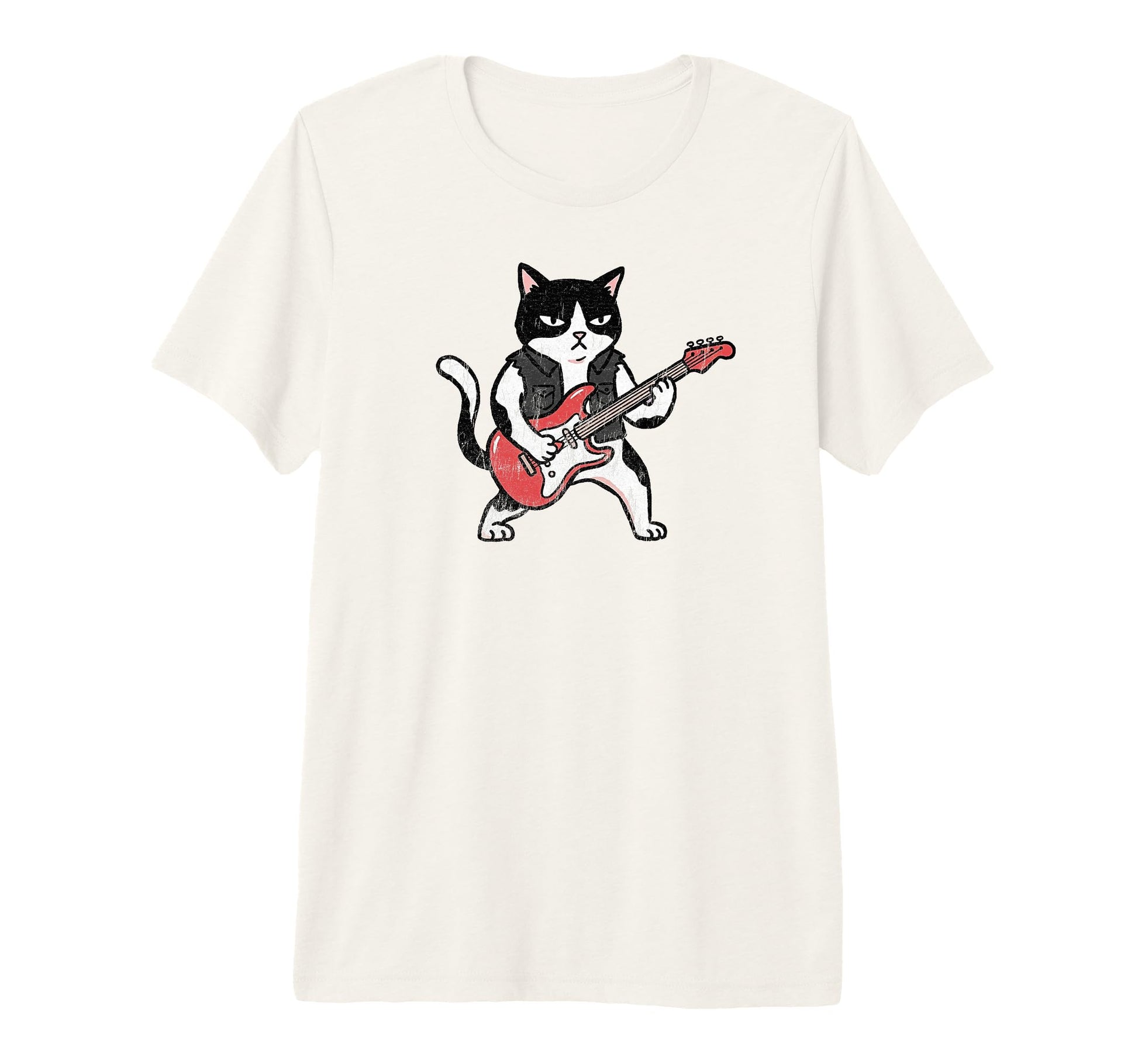 Funny Rock Cat Playing Bass Guitar T-Shirt - Custom Art Print Unisex - T-Shirt, Sweatshirt, Hoodie