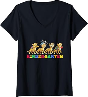 Women's Funny Cheetah Kindergarten Back to School Teacher Student V-Neck T-Shirt Unisex T-shirt, Sweatshirt, Hoodie, Long Sleeve Tee - T-Shirt, Sweatshirt, Hoodie
