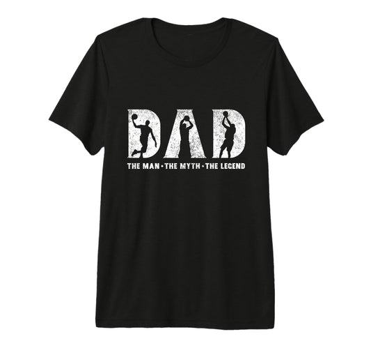 Basketball Dad Myth Legend Fathers Day Tri T-Shirt - Trendy Graphic Unisex - T-Shirt, Sweatshirt, Hoodie
