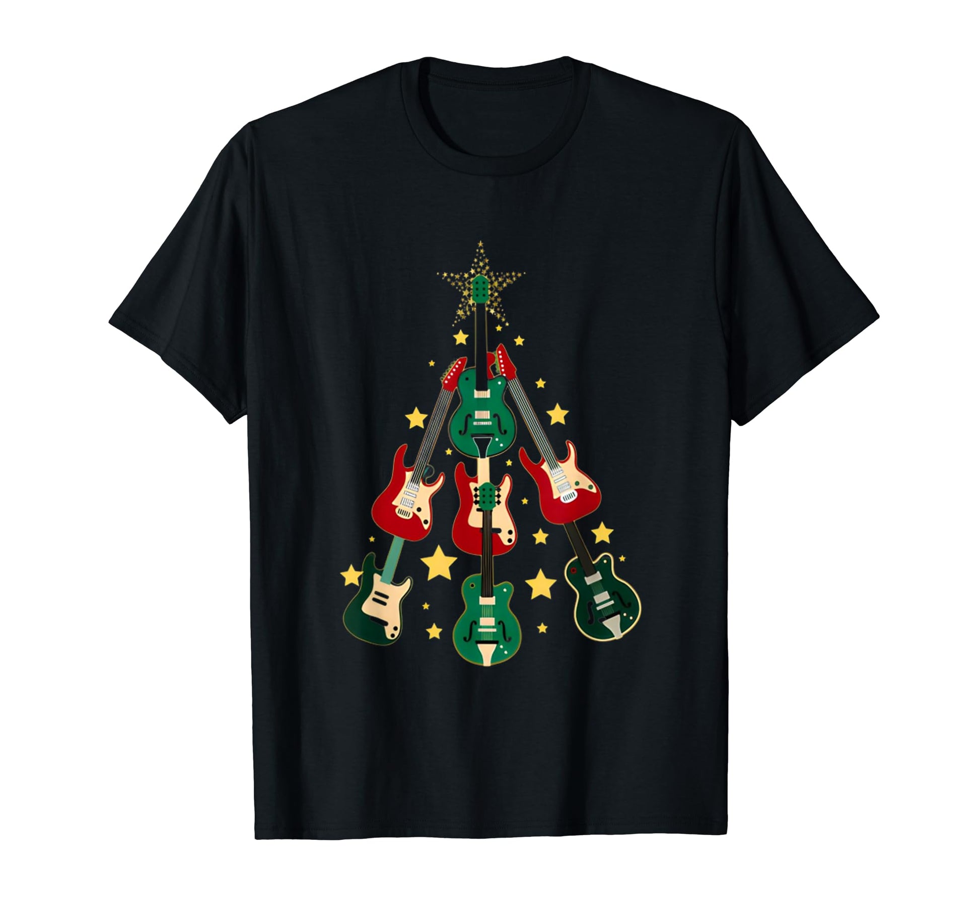 Guitar Musician Holiday Santa Claus T-Shirt - Trendy Graphic Men Women - T-Shirt, Sweatshirt, Hoodie