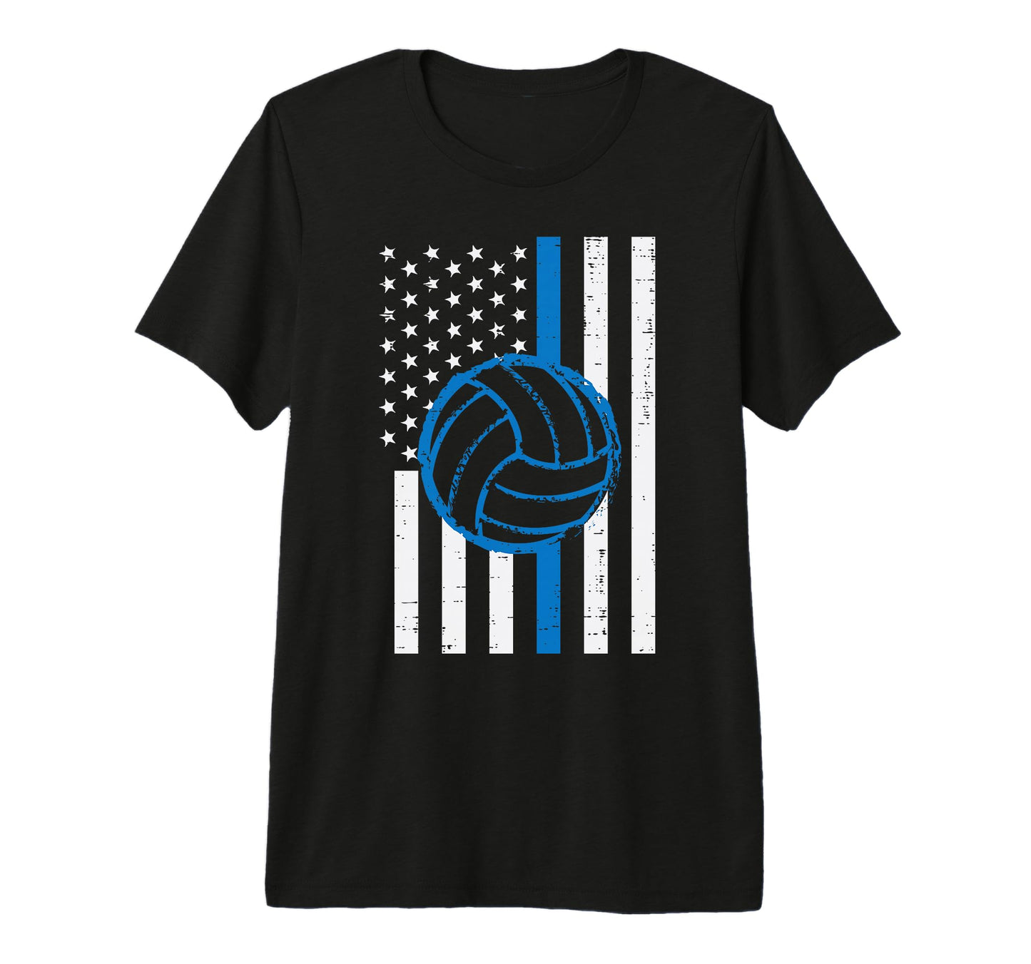 Us Flag Blue Line Volleyball T-Shirt - Casual Everyday Wear Men Women - T-Shirt, Sweatshirt, Hoodie