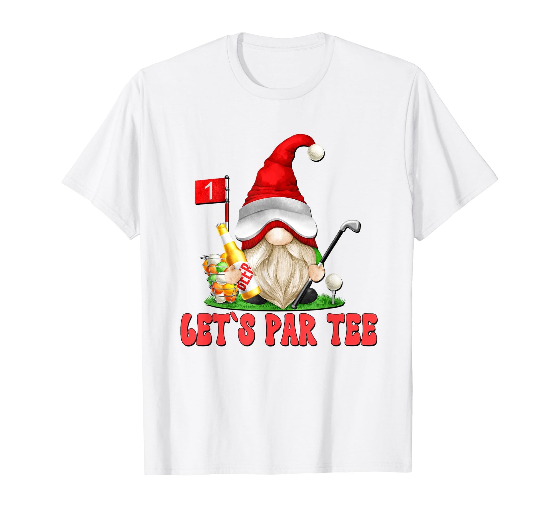 Funny Golf Beer Gnome Dad Golfer Lets T-Shirt - Graphic Print for Adults - T-Shirt, Sweatshirt, Hoodie