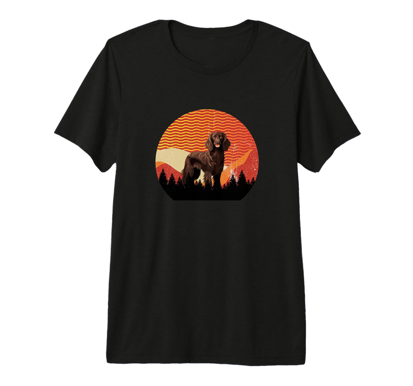 Boykin Dog Sunset Distressed Hiking T-Shirt - Unique Graphic for Adults - T-Shirt, Sweatshirt, Hoodie