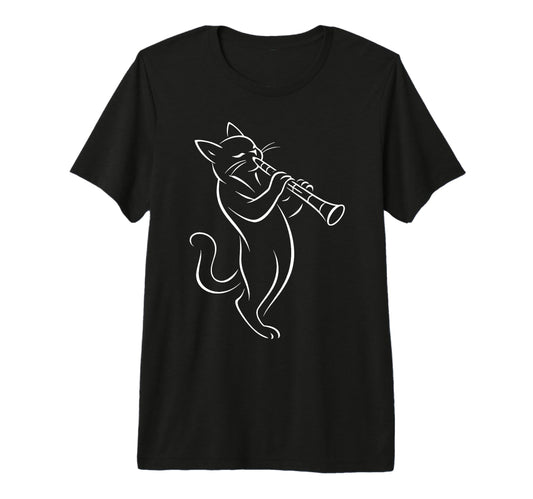 Cat Playing Clarinet Music Funny Musician T-Shirt - Unique Graphic Unisex - T-Shirt, Sweatshirt, Hoodie