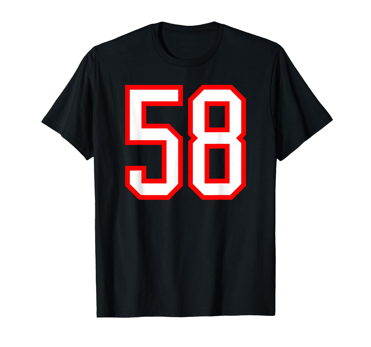 White Red Sports Team Number 58 T-Shirt - Casual Everyday Wear Men Women - T-Shirt, Sweatshirt, Hoodie