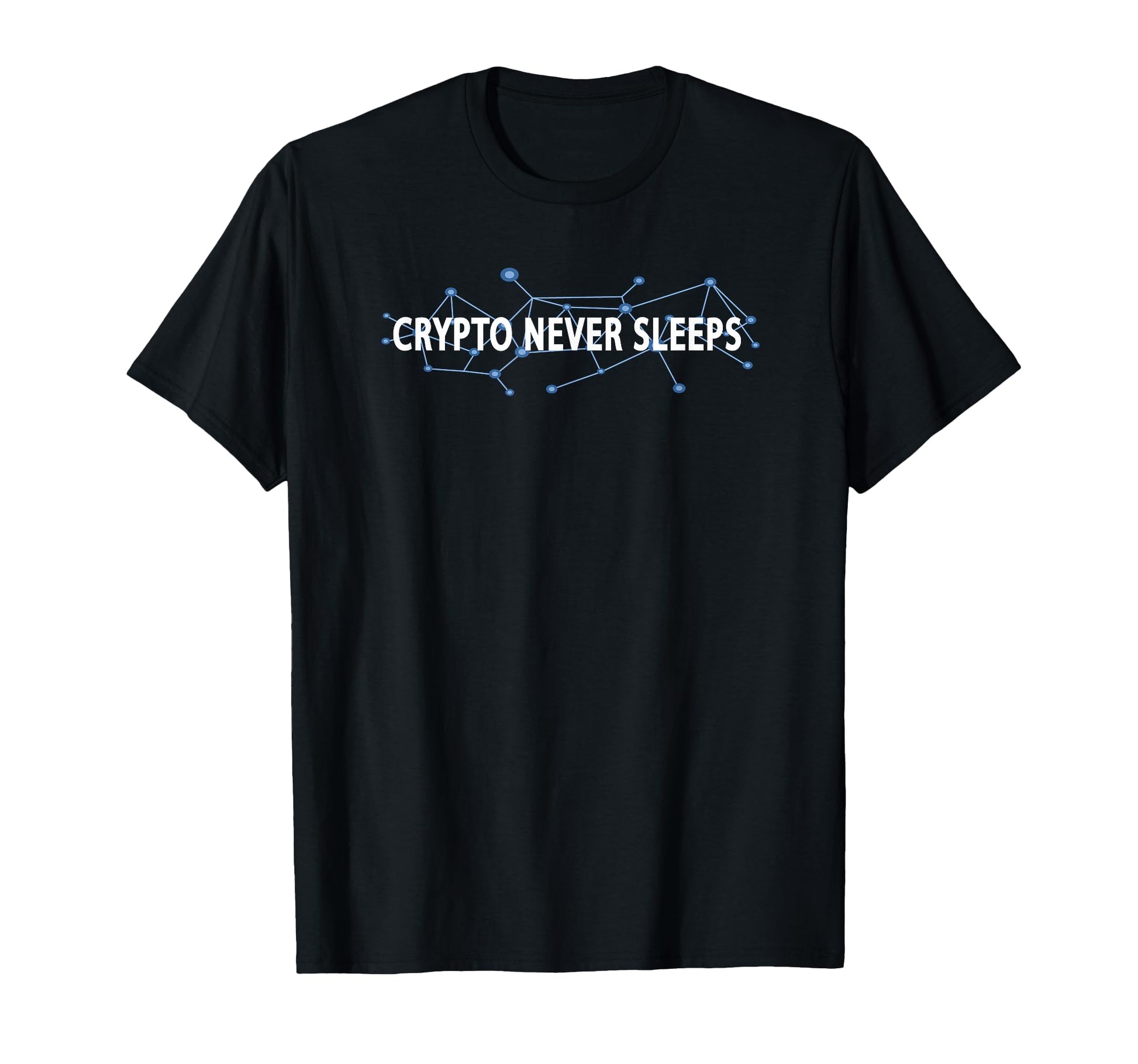 Crypto Never Sleeps Cryptocurrency T-Shirt - Novelty Apparel for Adults - T-Shirt, Sweatshirt, Hoodie