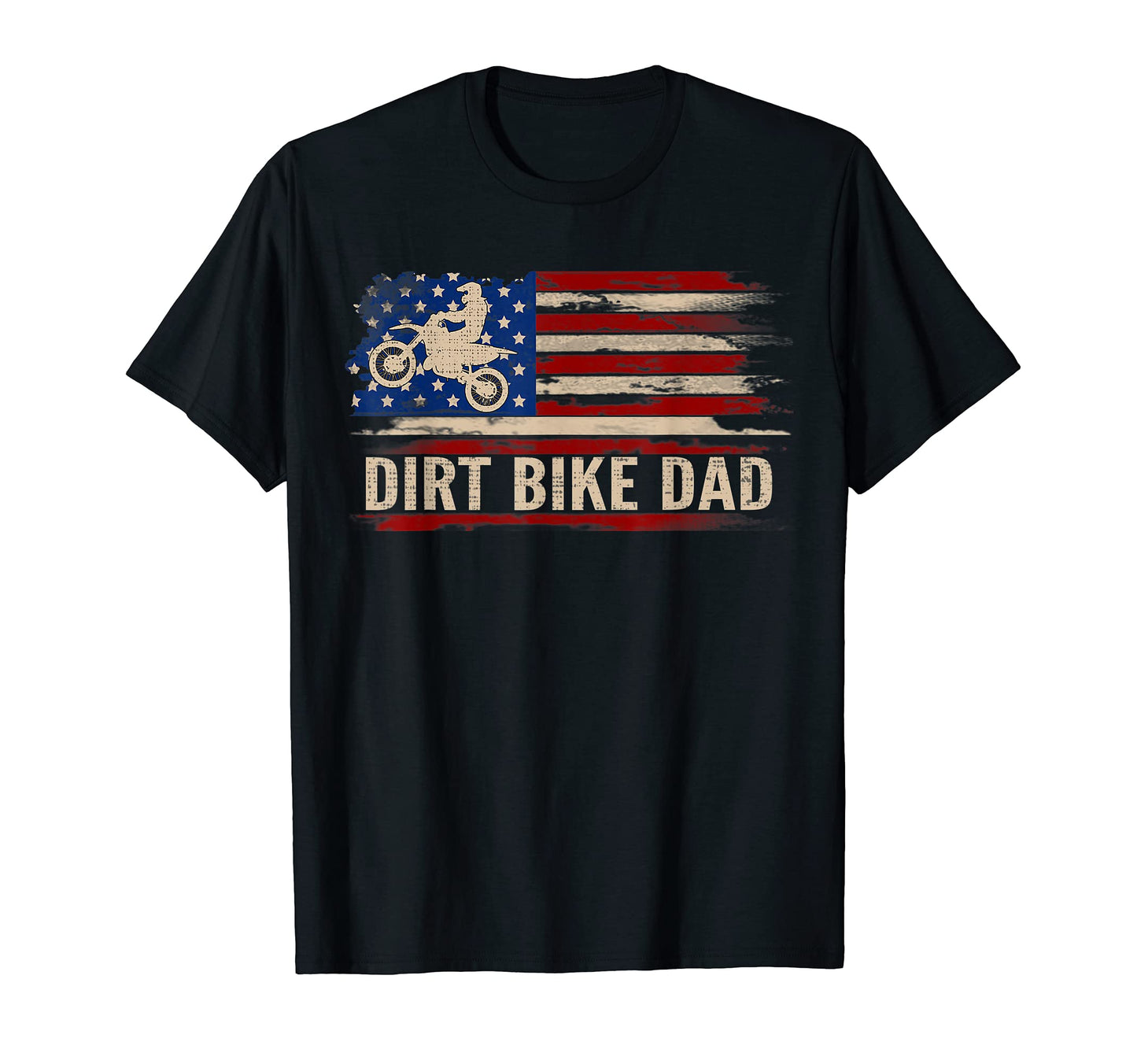 Dirt Bike Dad American Usa Flag T-Shirt - Custom Art Print Unisex - T-Shirt, Sweatshirt, Hoodie