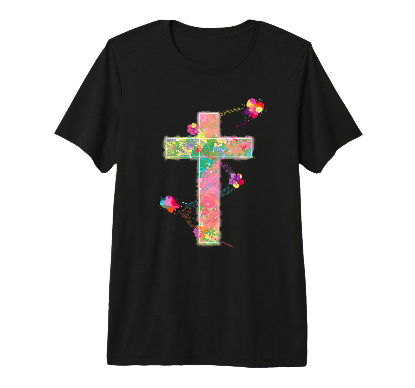 Cross Flowers And Butterfly Lord T-Shirt - Graphic Print Men Women - T-Shirt, Sweatshirt, Hoodie
