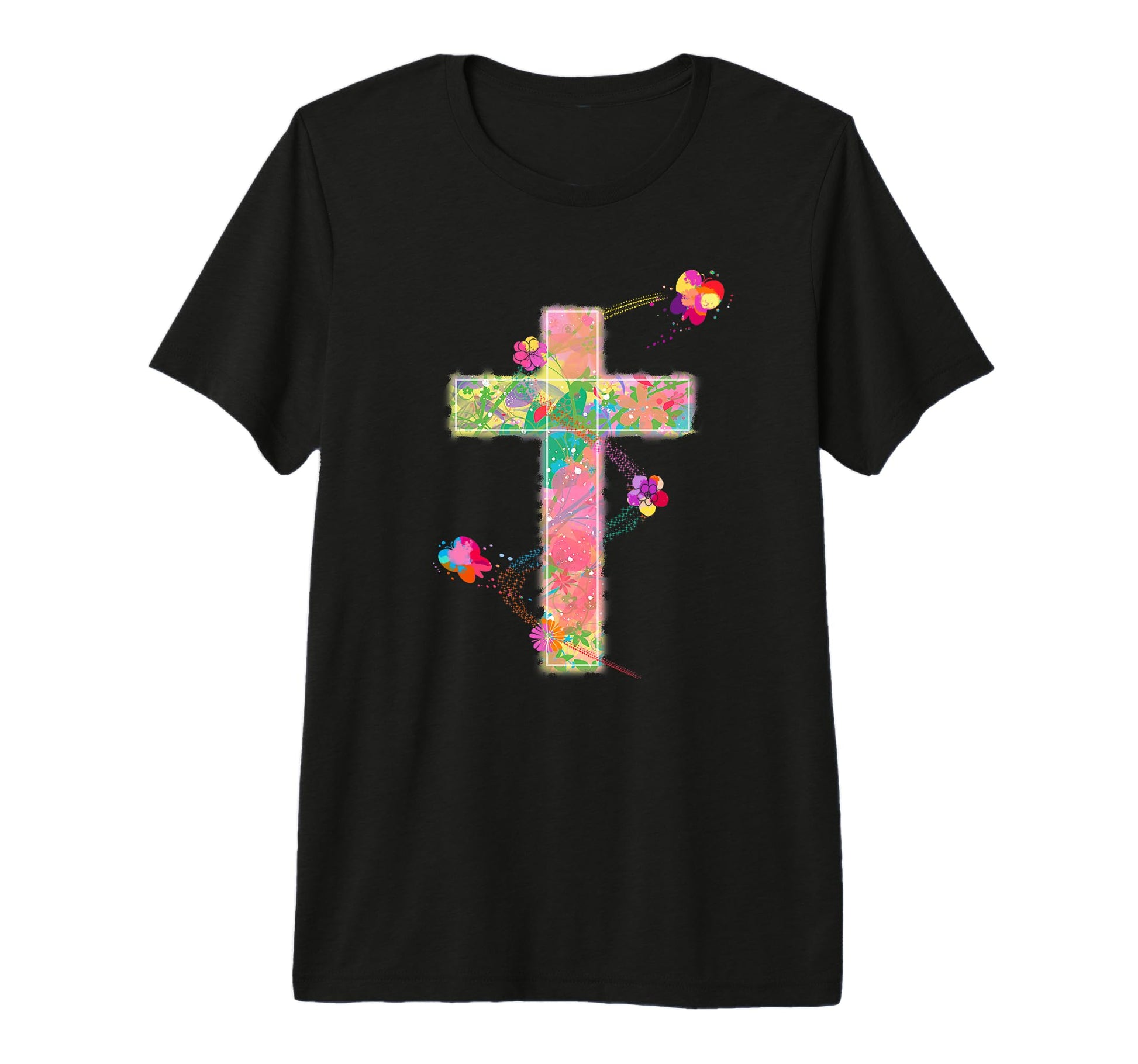 Cross Flowers And Butterfly Lord T-Shirt - Graphic Print Men Women - T-Shirt, Sweatshirt, Hoodie