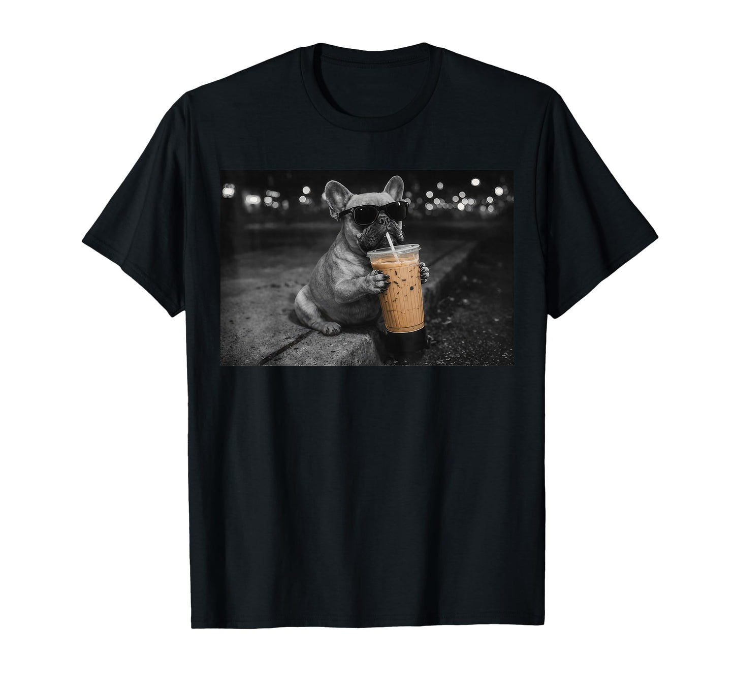 French Bulldog Drinking Coffee Funny T-Shirt - Streetwear Style Men Women - T-Shirt, Sweatshirt, Hoodie