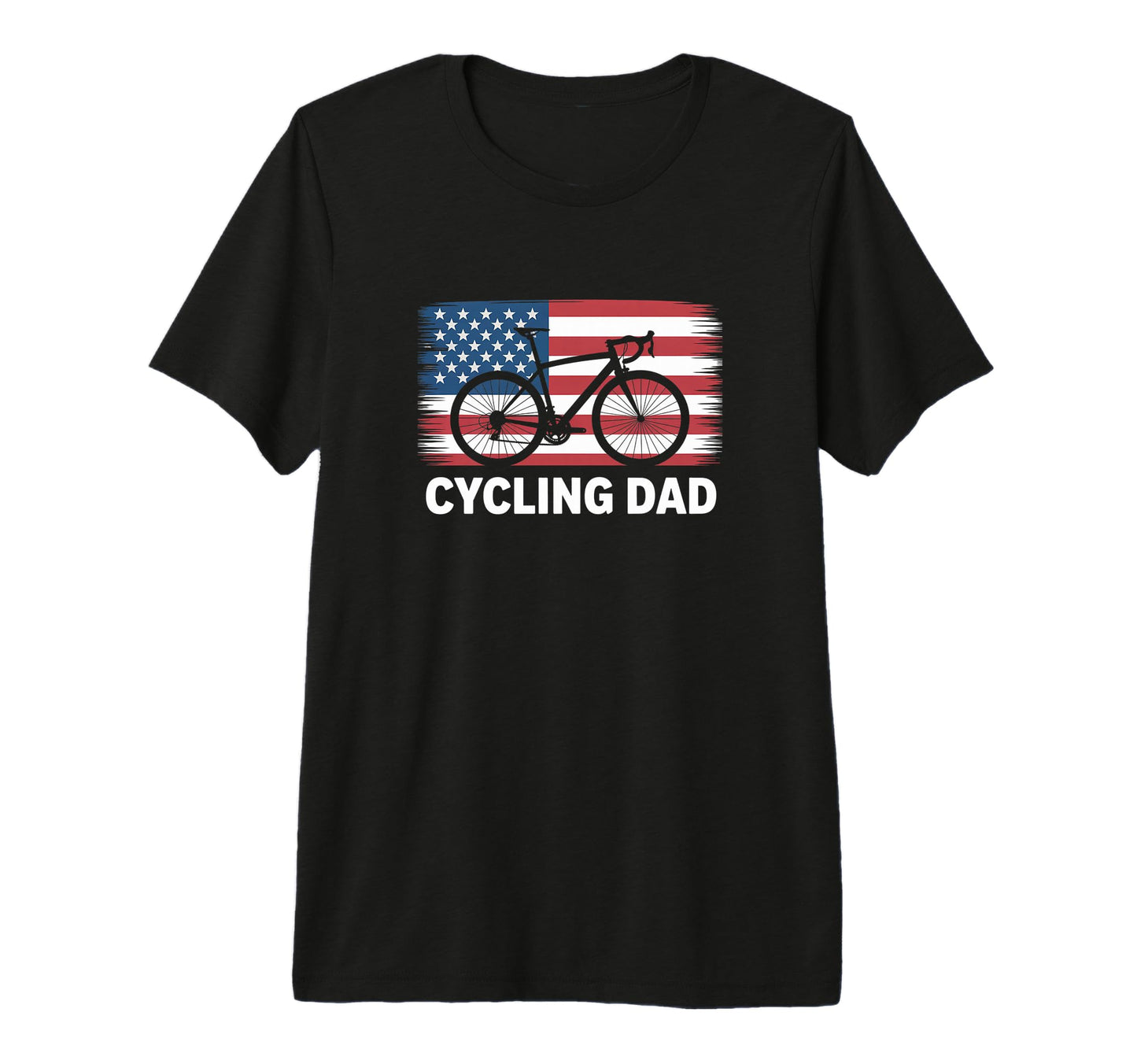 Cycling Dad American Flag Road Bike T-Shirt - Graphic Print for Adults - T-Shirt, Sweatshirt, Hoodie