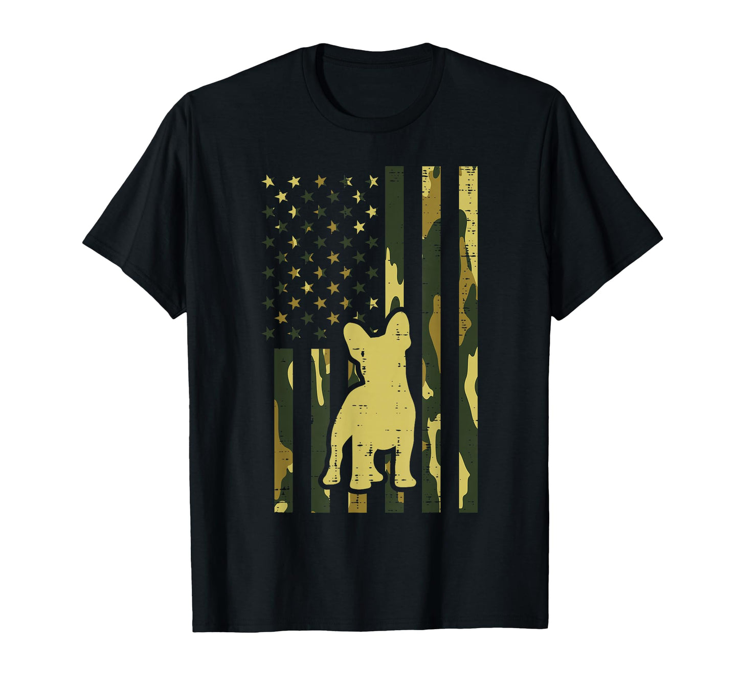 Camo Us Flag French Bulldog T-Shirt - Casual Everyday Wear Men Women - T-Shirt, Sweatshirt, Hoodie