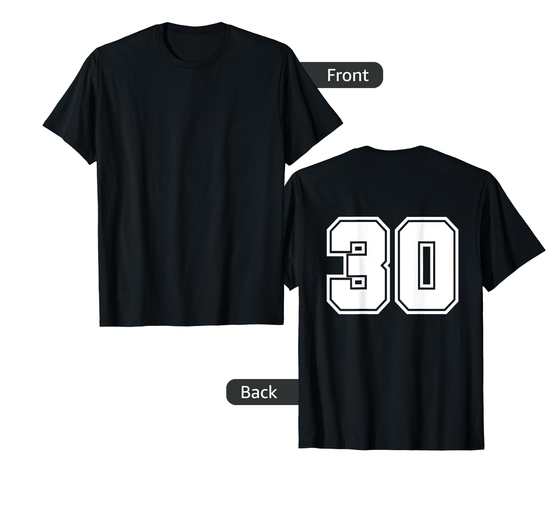 Number 30 No Thirty 30 Sports Jerseys T-Shirt - Custom Art Print Unisex - T-Shirt, Sweatshirt, Hoodie