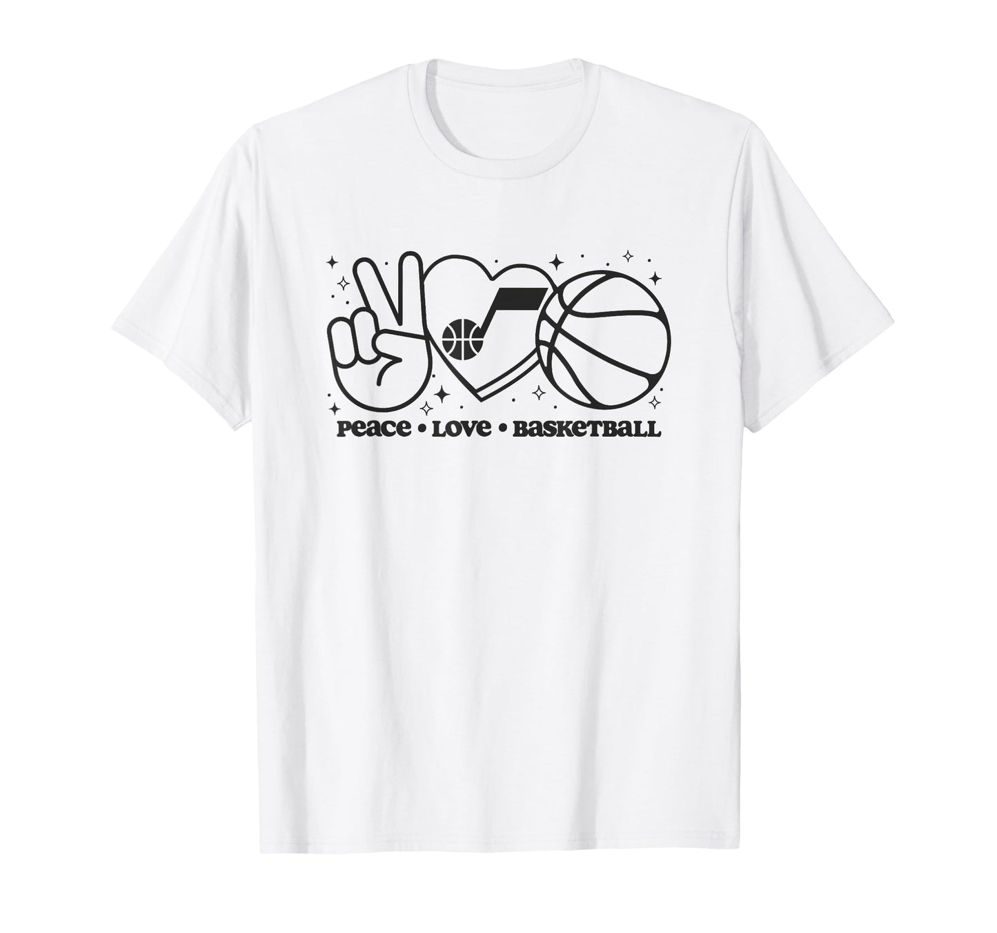 Nba Utah Jazz Peace Love T-Shirt - Casual Everyday Wear for Adults - T-Shirt, Sweatshirt, Hoodie